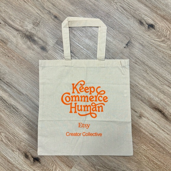 Etsy Creator Collective Keep Commerce Human Canvas Reusable Shopping Tote Bag - Picture 2 of 2